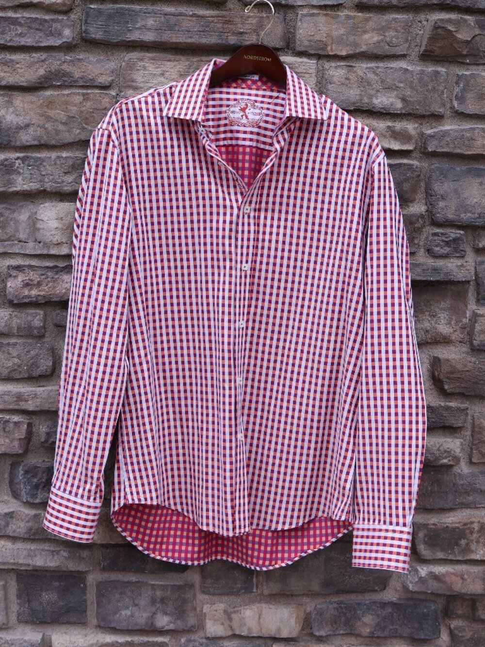 Bugatchi Uomo Men’s Shaped Fit Multicolor Gingham Egyptian Cotton Shirt